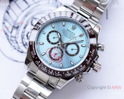 Copy Rolex Daytona Ice Blue 43MM Watch Brown Ceramic Bezel